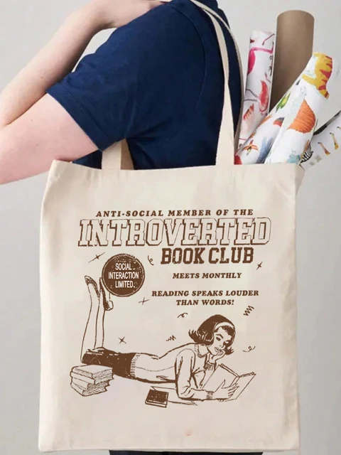 Book Girl Canvas Tote Bag for Readers