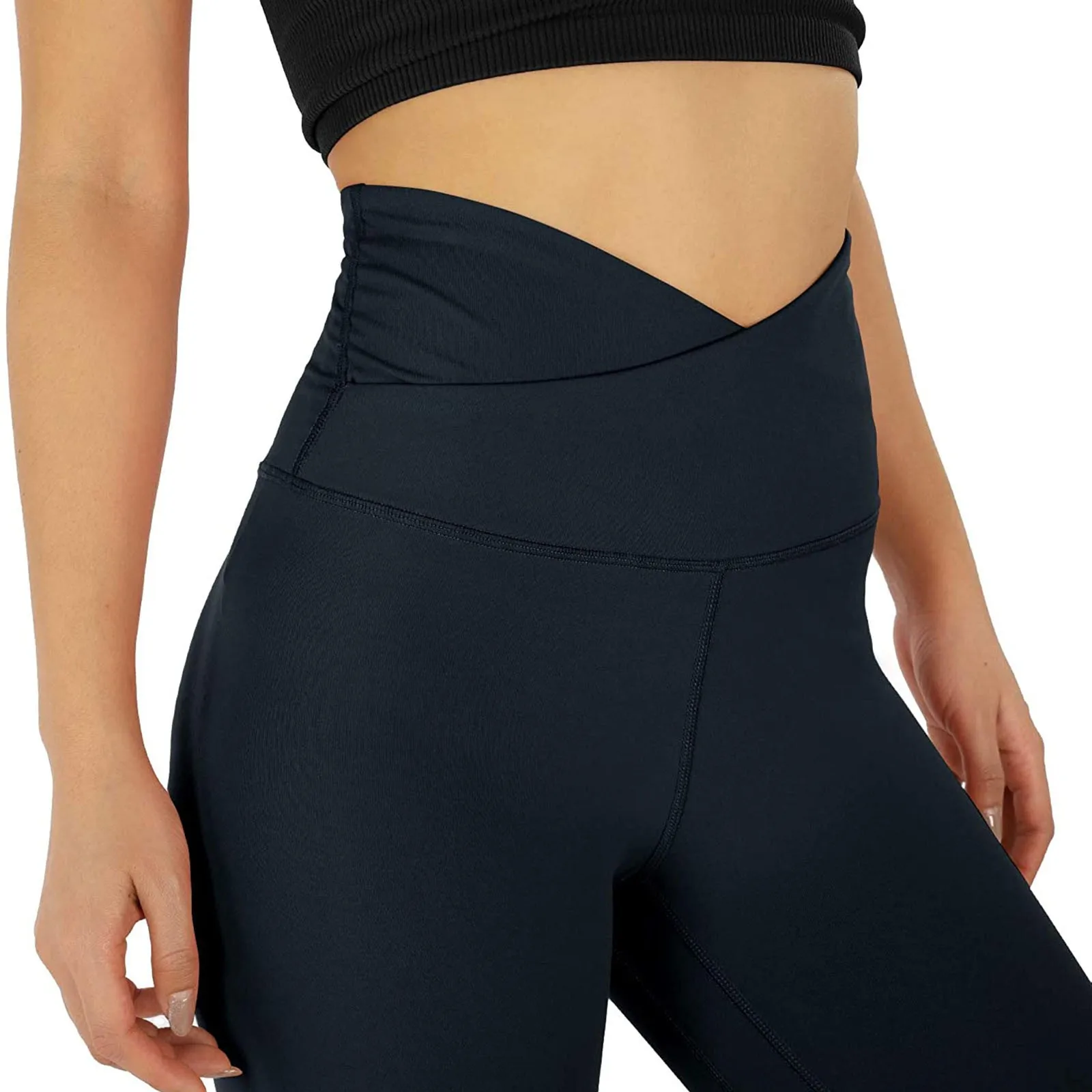 Black Yoga Pants Women Petite Women's Cross Waist Pant Soft Sport Yoga  Leggings with Inner Pocket Workout Running Tights Solid - AliExpress