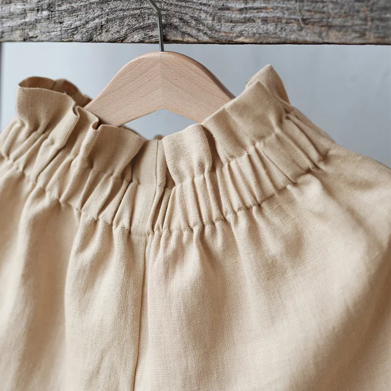 Summer Children's Cotton And Linen Shorts New Baby Girls Elastic Waist Casual Loose Shorts Linen Kids Clothing TZ113