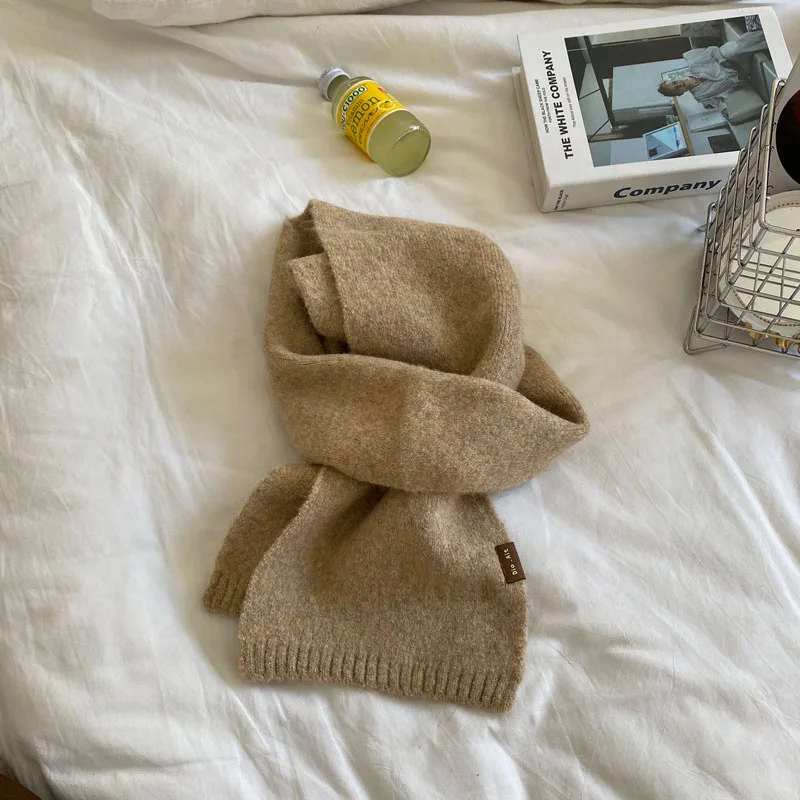 Kid Scarf Korean Style Wool Knitted Children Scarf Autumn and Winter Thickened Warm Baby Solid Color Simple Boy Neck