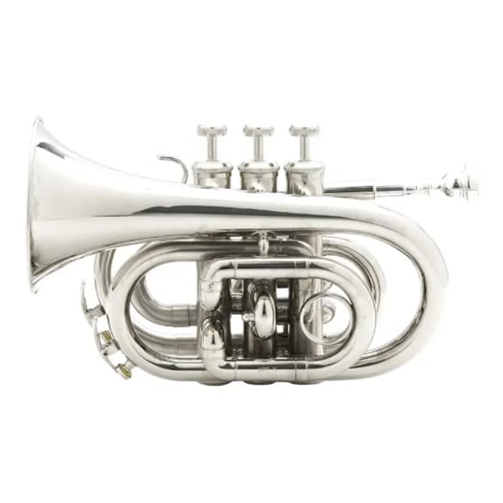 SEASOUND Mini Pocket Trumpet BB Tone Brass Instrument Trompette JYPT406N With Nickel Finish