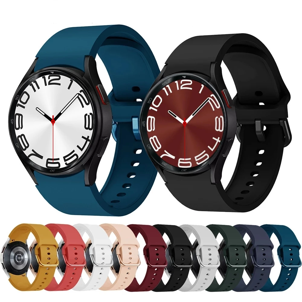 

Ремешок силиконовый для Samsung Galaxy watch 6 5 4 44 мм 40 мм 45 мм, сменный спортивный браслет для Galaxy 6 4 Classic 47 мм 43 мм 46 мм