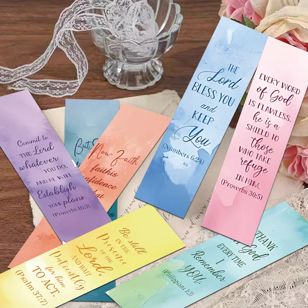 30pcs Watercolor Bible Bookmark Reading Pages Books Tagging Books Decorative Students Stationary Supplies Paper Cards Bookmarks