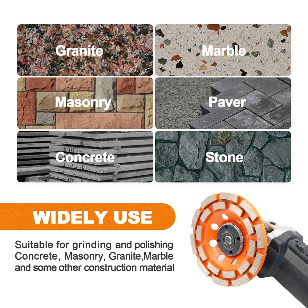 Diamond Grinding Wheel Stone Marble Paver Granite Concrete Polishing Disc Cup Wheel Abrasive Tools 1pc Dia 115mm