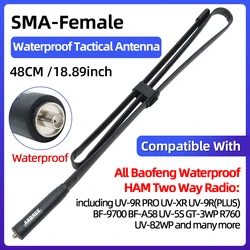 ABBREE CS Tactical Foldable Dual Band VHF UHF Antenna, SMA-Female (Waterproof 48CM)