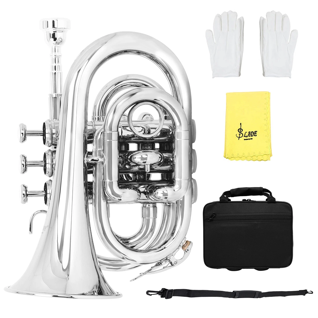 SALD Eb Palm Horn Bb Silver Brass Rustproof Wind Music Instruments with Bag Gloves Wipe Cloth Parts