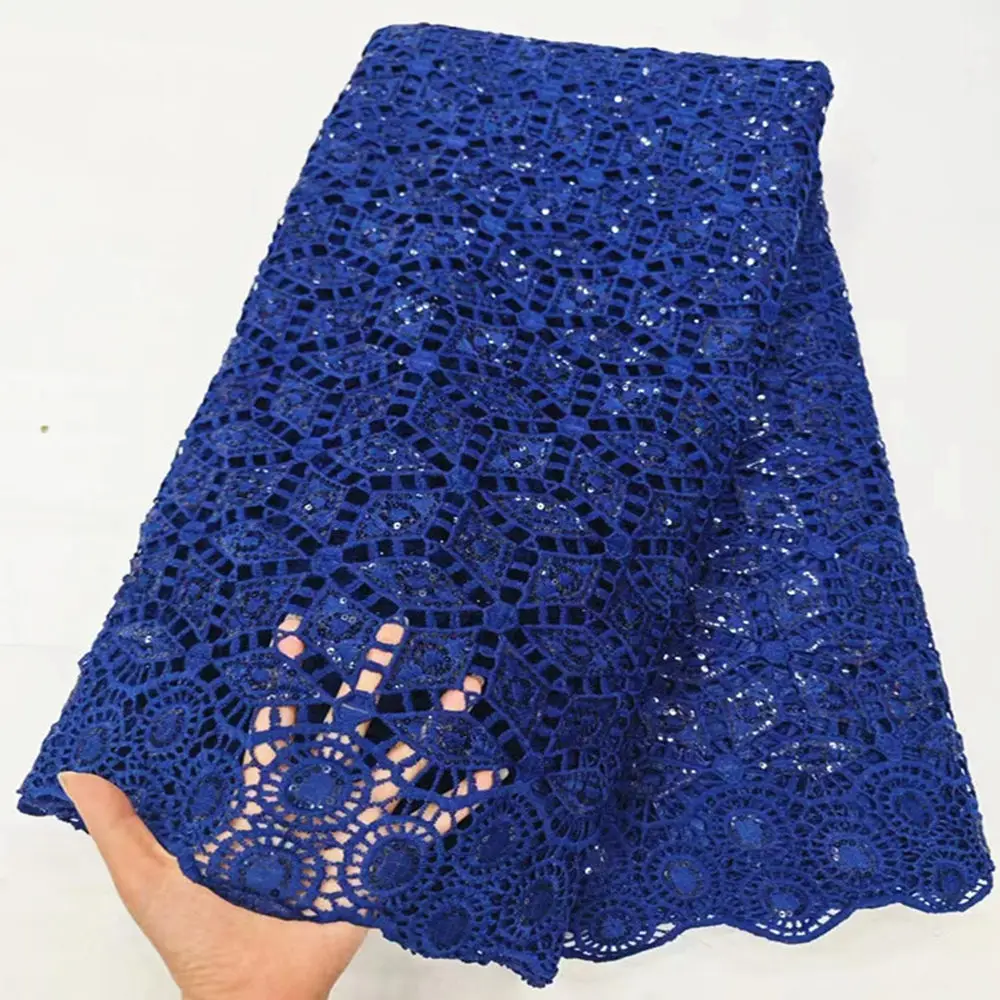 

NHDG01 Navy blue!On sale African milk silk lace with sequins,good quality embroidered guipure cord lace for party/wedding dress