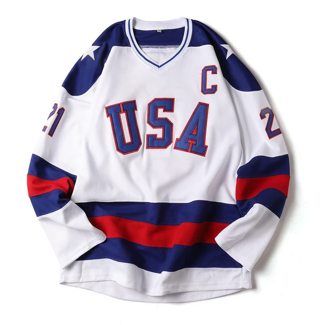 Mike Eruzione #21 1980 Miracle On Ice Team USA Hockey Movie Jersey