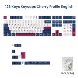 Enhanced Double Shot PBT Mechanical Keyboard Keycaps - 126 Keys, Wireless Design, Suitable (Blue Rose Mech Withe)