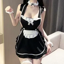  Sexy Lingerie Woman Cosplay Maid Dress Erotic Costume Role Play Sexy Maid Apron Dress for Women Sleepwear Porno Underwear 
