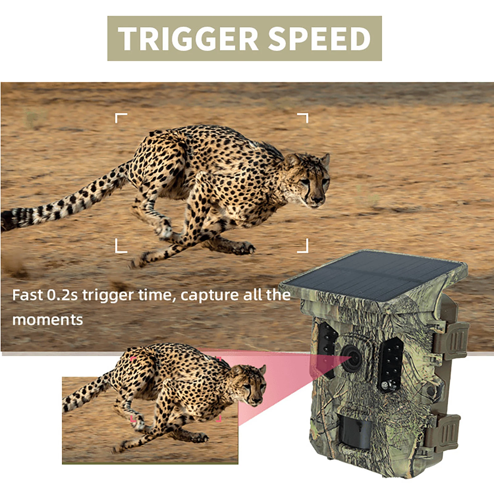 HIFAM 32MP Trail Camera, Solar Panel Trail Cam with 2.0&rdquo; HD TFT Screen Hunting Camera for Wildlife Monitoring Mini Game Camera