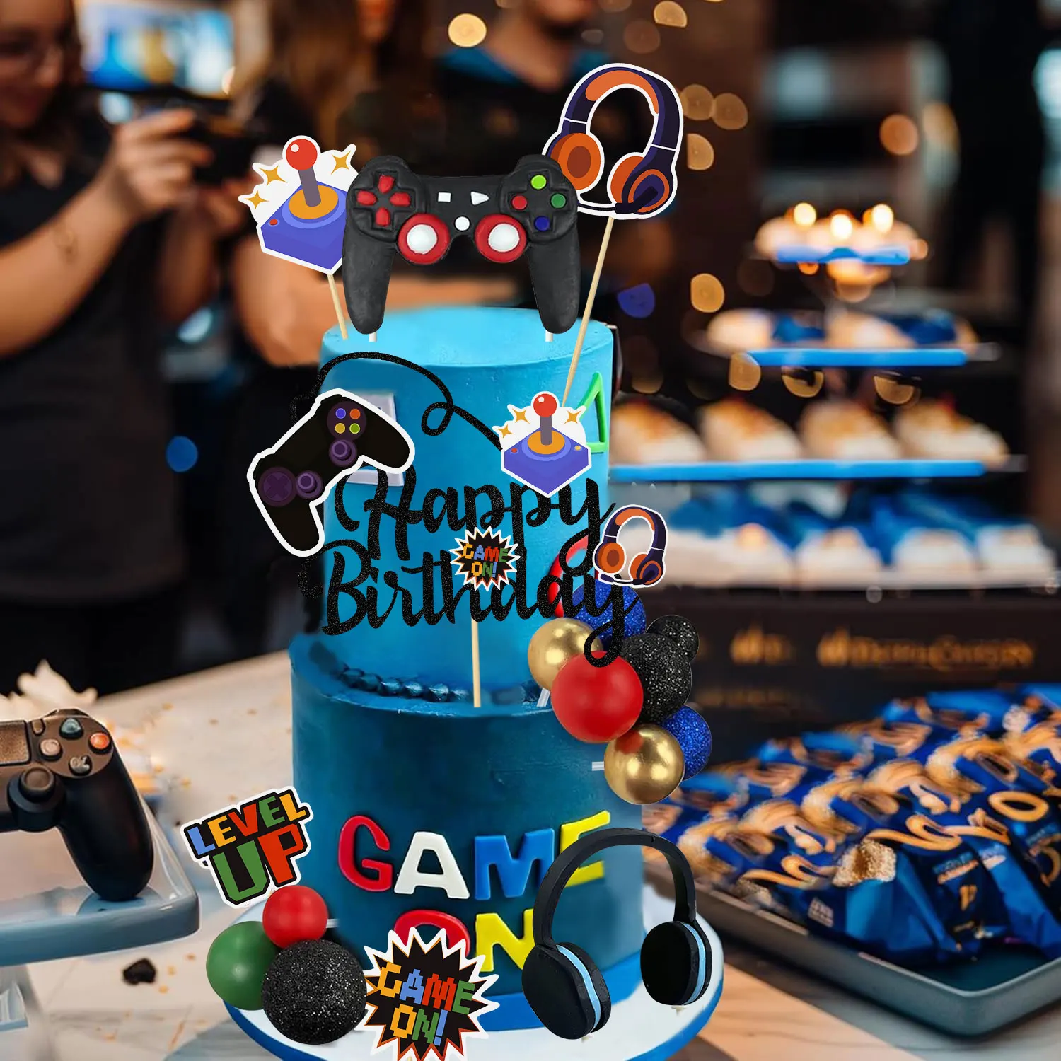 Topper Per Torta A Tema Videogiochi – Set 17 Pezzi Con Controller E Cuffie In Argilla, Decorazioni Per Compleanno Gamer - 5
