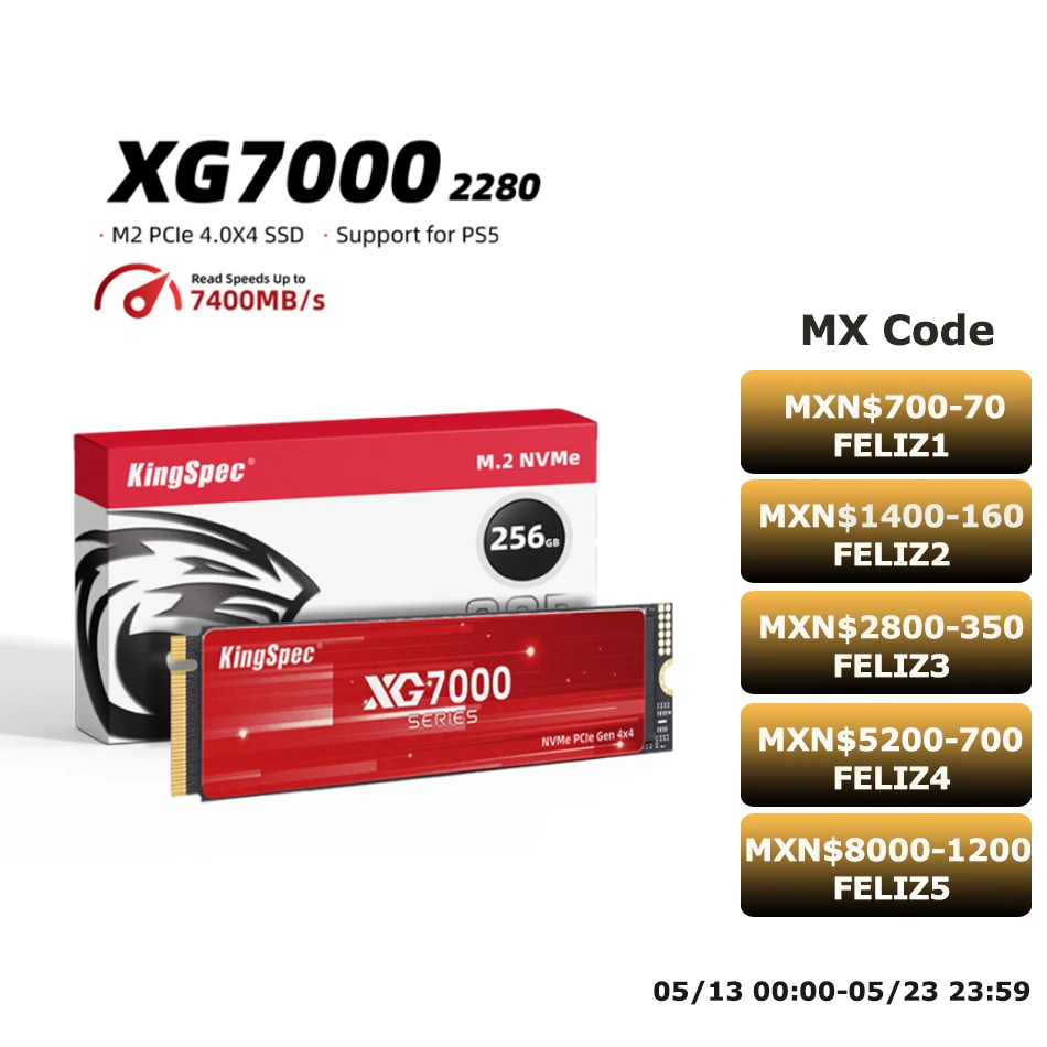 Kingspec Ssd m2 Nvme 512g 1tb 2tb 4tb Ssd M.2 2280 Pcie 4.0 sd Nmve Gen4 Unidades de Disco Rígido Nvme Drive Interno para Ps5 - Imagem 5