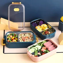 

304 Stainless Steel Double Layer Insulation Bento Office Compartments Fresh-keeping Box Can Be Water Injection Lunch Box
