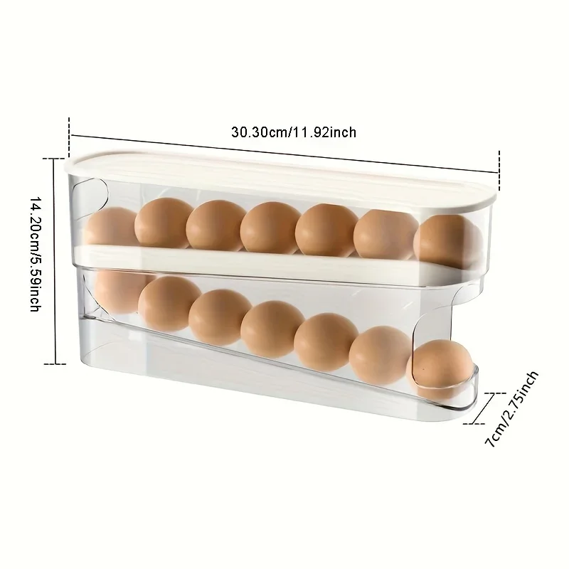 Double Layer Rolling Egg Dispenser Refrigerator Egg Storage Box Automatic Scrolling Egg Holder Household Large Capacity Kitchen 2