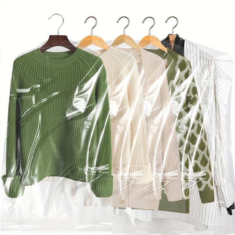 10PC Transparent Hanging Clothes Dust Cover Clothing Dust-Proof Storage Bag Wardrobe Plastic Cover Garment Coat Protector 6