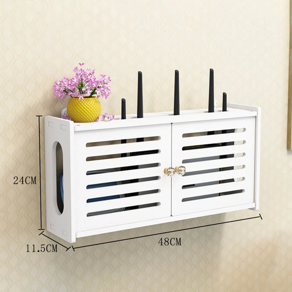 DIY White Wireless Wifi Router Shelf Storage Box Home Socket Decor Wall