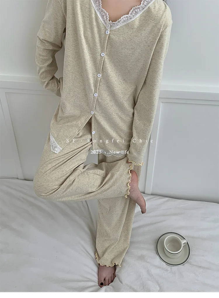 Koreanische Frauen Pyjama Neue Lounge Langarm Top Hose Zwei Stück Set Herbst Winter Nachtwäsche Weibliche Hause Tragen Conjuntos de pijama – Detail 20