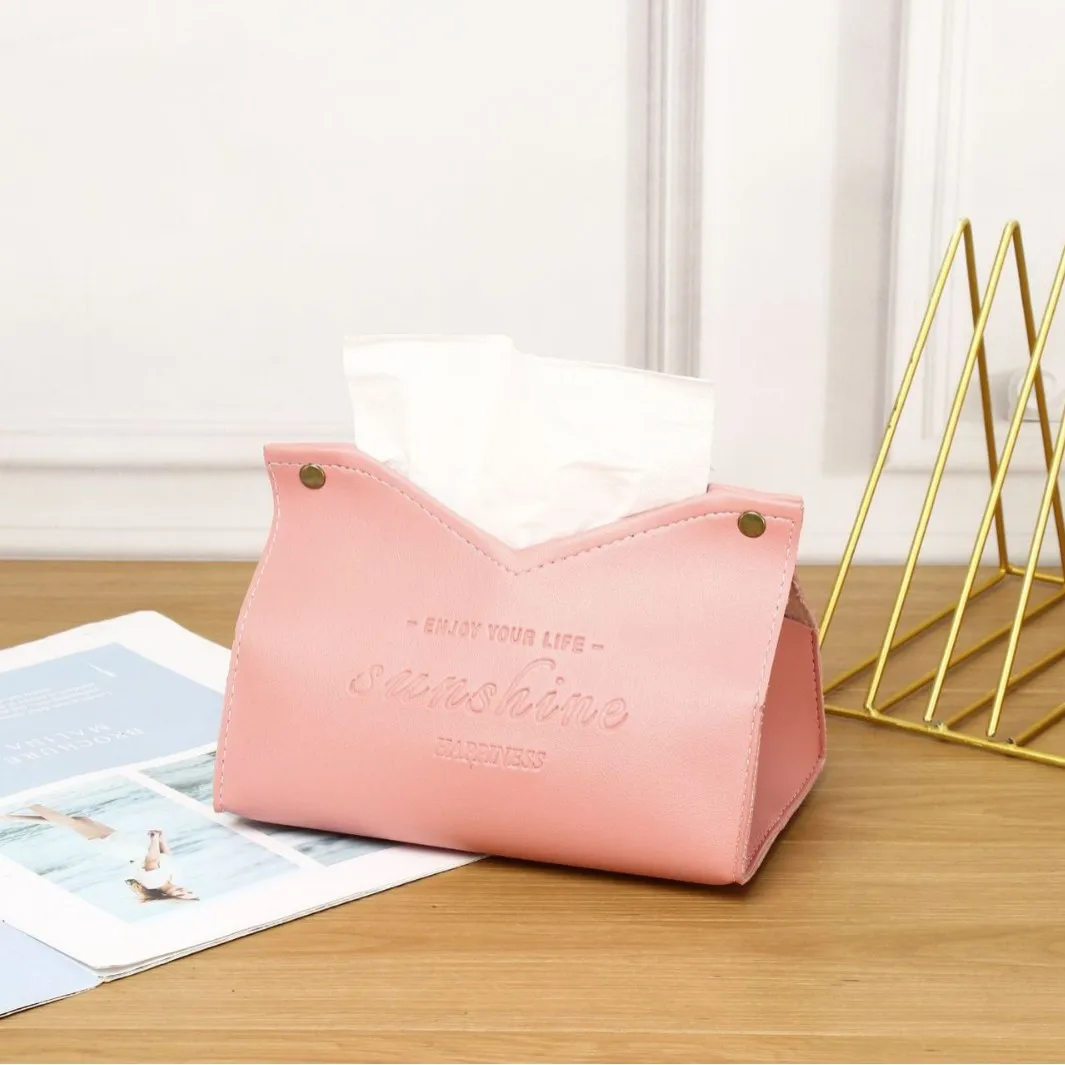 Multifunktionaler Serviettenhalter Umweltfreundliche Dekorative Aufbewahrung Einfarbige Leder-Taschentuchbox Organizer für Wohnzimmer Esszimmer – Detail 1