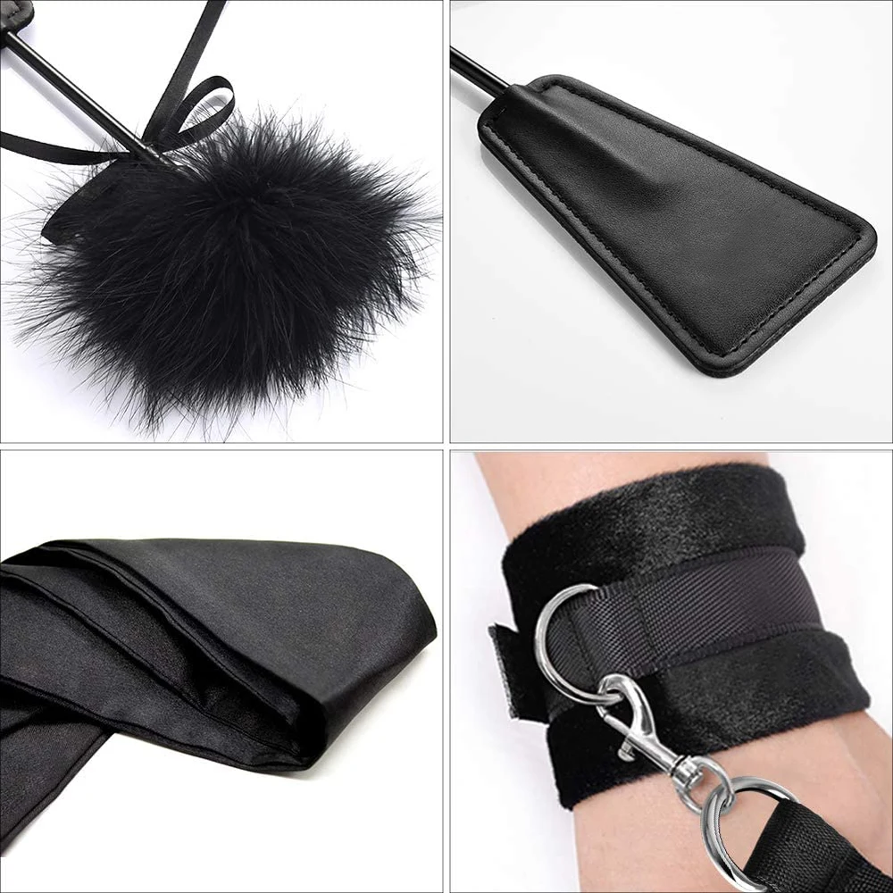 Sexy Leather Bondage Kits Adults Sex Toy Set for Women Men Handcuffs Ankle Cuffs Fetish Slave Collars Adult Bed Games
