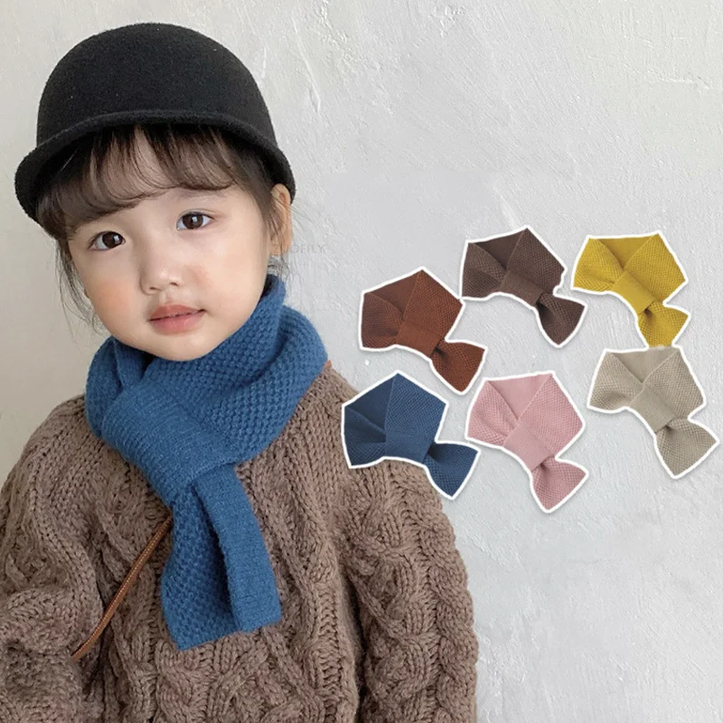 

Children Winter Scarf Baby Warm Knitted Soild Scarves for Boys Girls Soft Kids Scarf Toddler Thick Warm Neckerchief Accessories