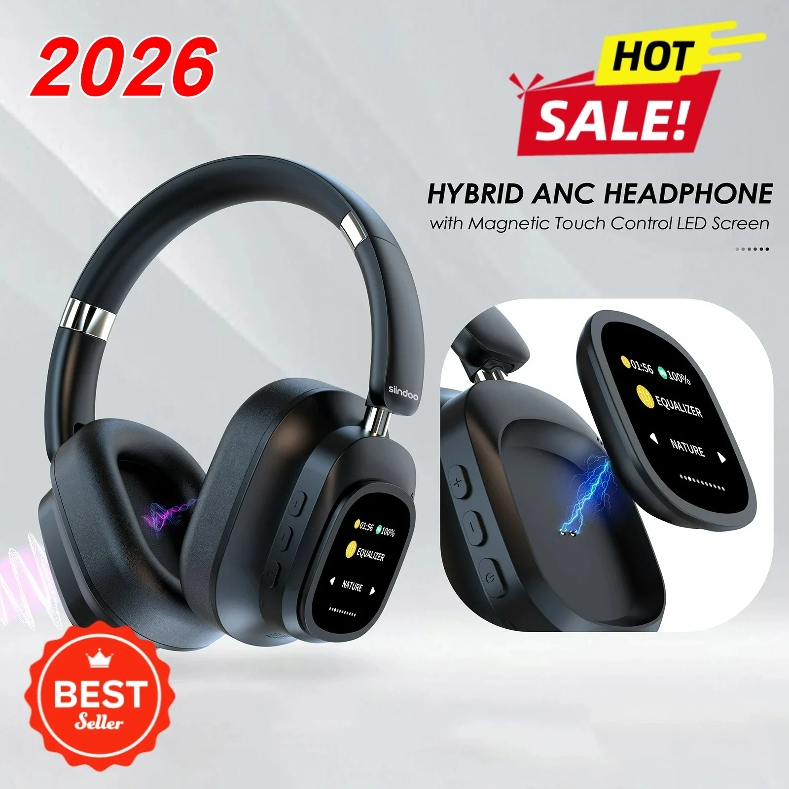 High Quality Wireless AI Translator Earbuds ANC Hybrid Noise Cancelling with LED Touch Screen Perfect for Travel and Meetings