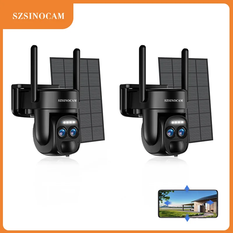 SZSINOCAM 2PCS WiFi PTZ Outdoor Wireless Solar IP Camera HD Video Surveillance Camera Long Time Standby Built-in Battery 1
