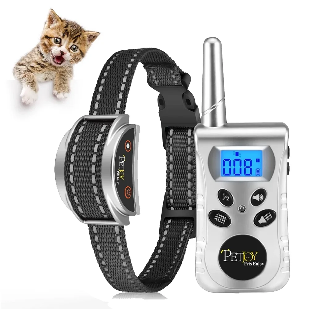 Anti-Meow Cat Training Collar,No Shock Cat Anti Meow Collar With Remote,Waterproof& Rechargeable Stop Meowing Barking Collar