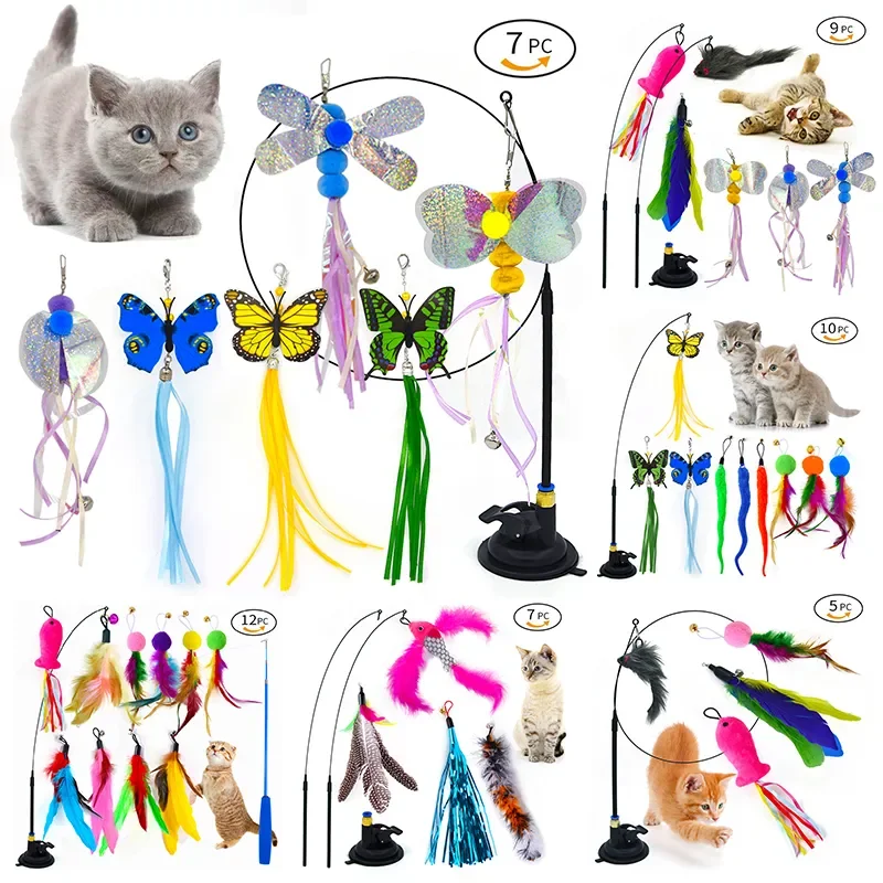 

Playing Set Bird/Feather Handfree Cup Playing Toy Kitten Wand Cat Wand Toy Cat Cat Interactive Suction Stick Toys Teaser