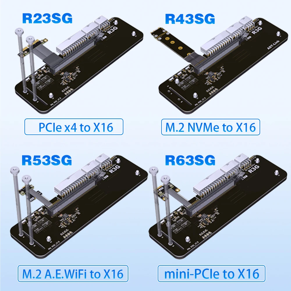 Adt R3g M.2 Nvme para Pcie X16 Placa Gráfica Portátil Externa Cabo de Extensão Egpu Adaptador para Notebook Nuc Stx Itx Placa-mãe