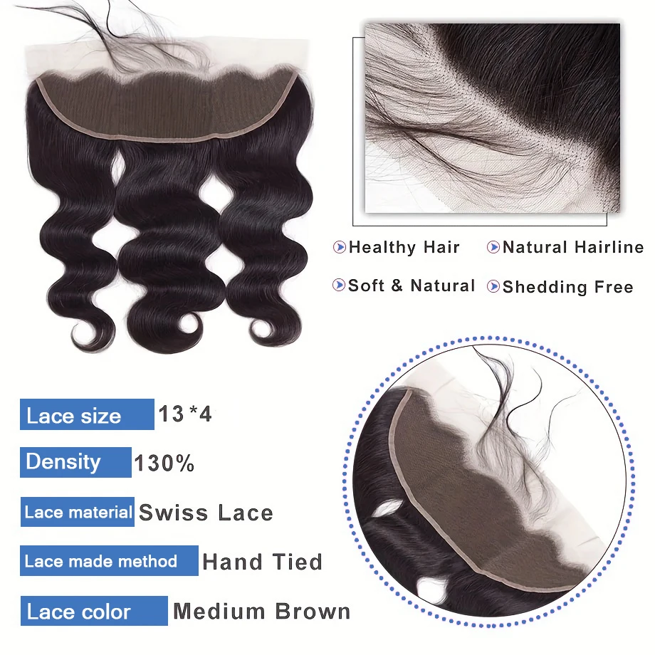 Body Wave Human Hair Bundles With 13x4 Transparent Lace Frontal 3 Bundles With Frontal Extensions Weave Brazilian for Women
