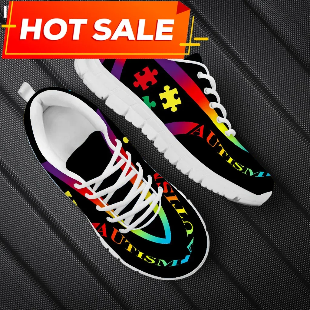 Woman Flats Shoes Autism Awareness Design For Girls Personalized Walking Shoes Female Wear-resistant Sport Sneakers