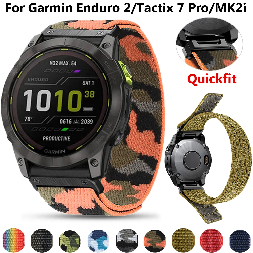 Nylon 26mm Watch Strap For Garmin Enduro 2 Smartwatch Band Fenix 7X 6X Pro 5X Plus 3 HR Quick