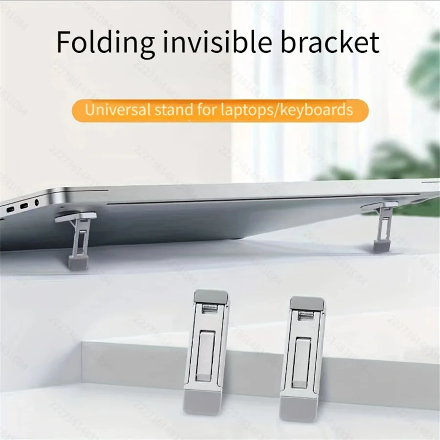 Aluminium alloy laptop invisible stand bracket mini portable heightening small foot pad cooling rack base pads