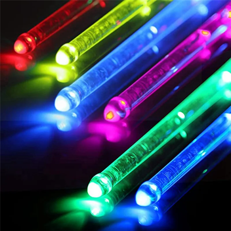 LED 발광 드럼스틱, 그라데이션 USB 충전식, 스위치 전자 드럼스틱, 무대 공연용, 15 색
