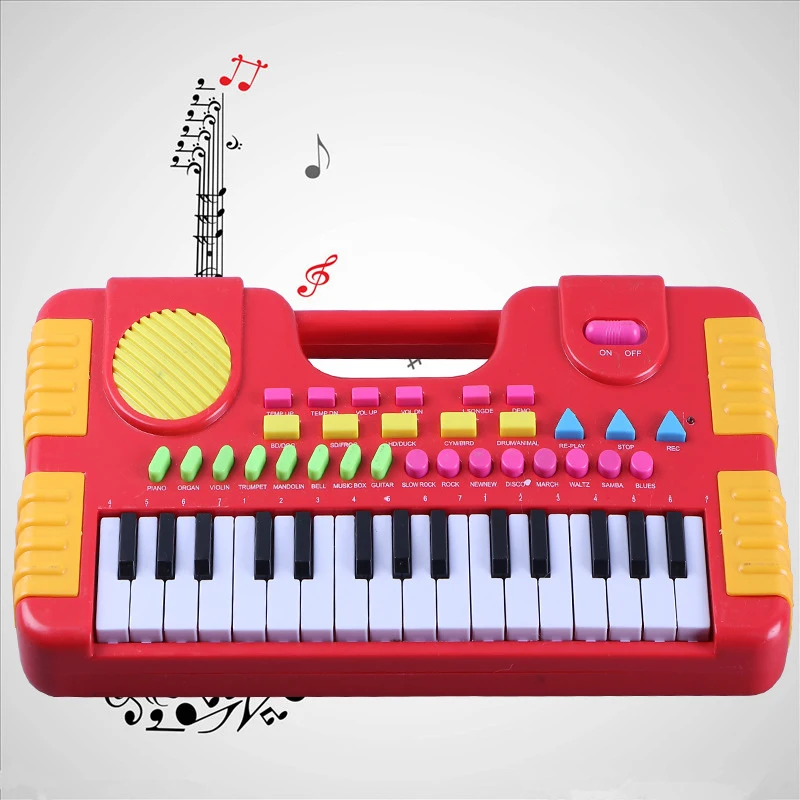 Teclado Infantil Mini Piano Brinquedo 31 Teclas Center-Rosa - My