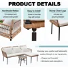 Outdoor L-Shaped Patio Chairs Set, Boho Woven Balcony Furniture Set of 3,Boho Woven Balcony Furniture Conversation Sofa 2