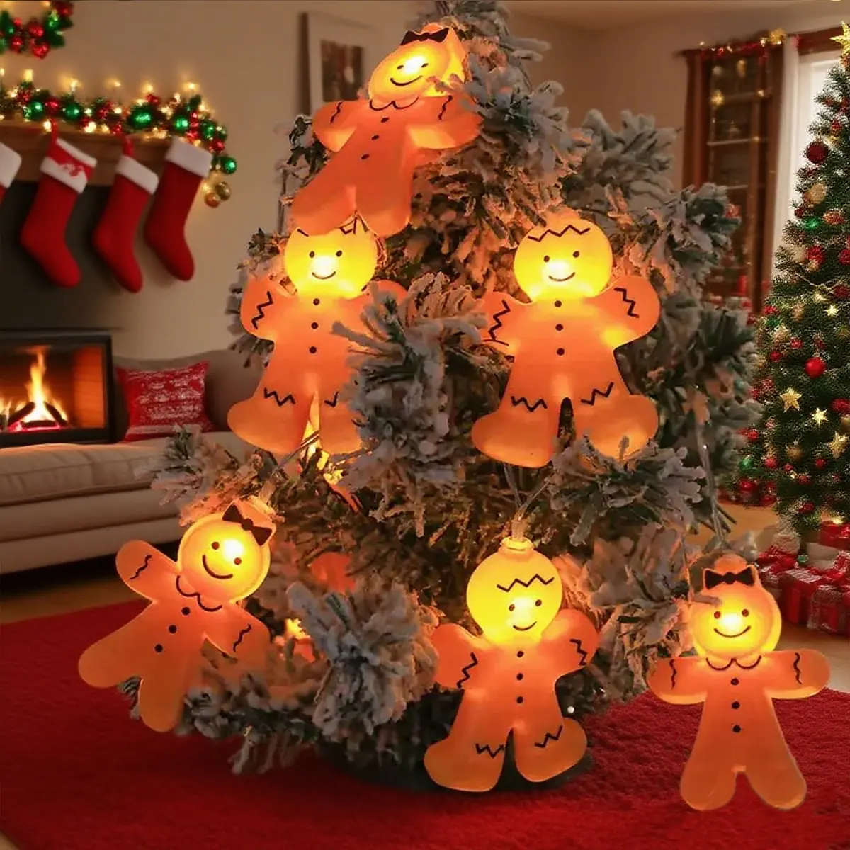 Blow Molded Gingerbread Man LED Decorative Battery-operated Light Christmas Light String Suitable Home Window Patry Indoor Decor