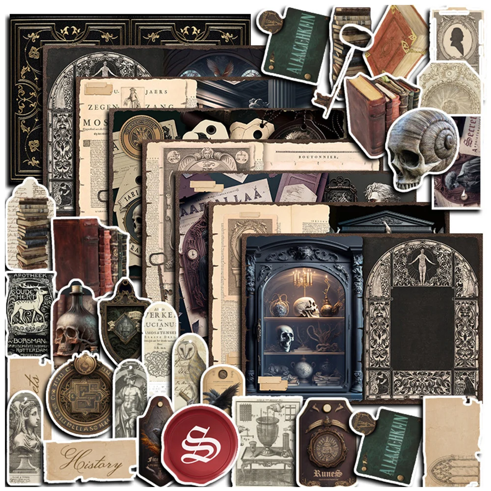 

10/38pcs Exotic Academy Goth DIY Graffiti Sticker Scrapbooking Supplies Decorative Planner Journal Stationery Retro Cool Sticker