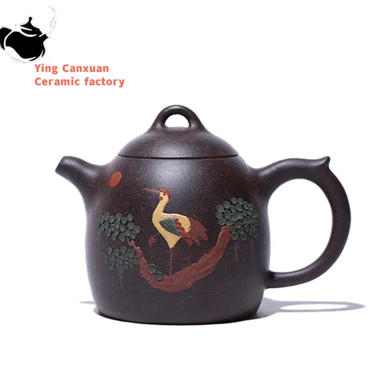 

310ml Classic Yixing Purple Clay Tea Pot Raw Ore Black Gold Sand Teapots Zisha Dragon Egg Filter Kettle Household Tea Set