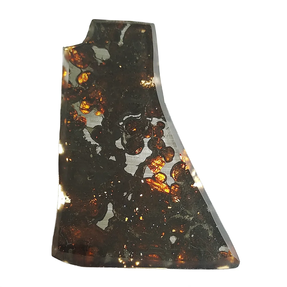 

24.1g SERICHO Pallasite Natural Meteorite Material Sliced Olive Meteorite Slices Specimen Collection - From Kenya - TA306