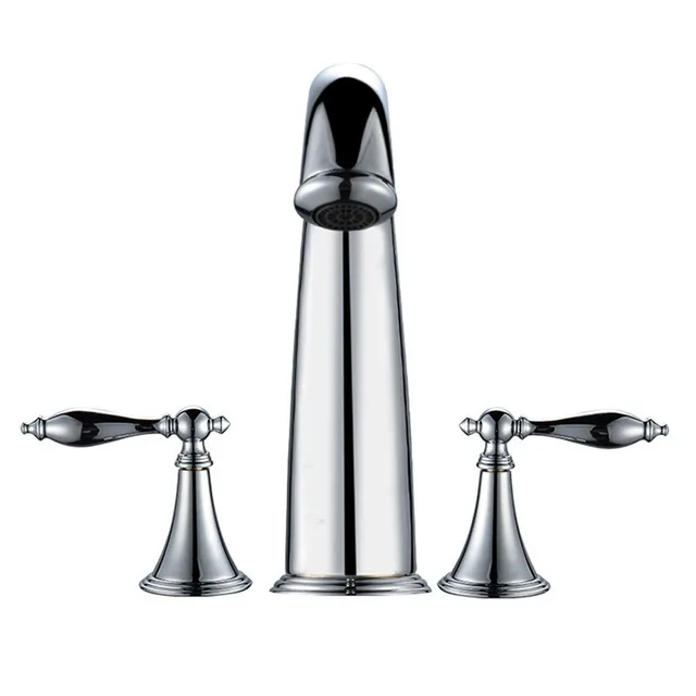 Basin Faucet 3 Holes Dual Control Bathroom Sink Faucet Deck Mounted Cold Hot Vintage Mixer Taps Bathtub Faucet 5