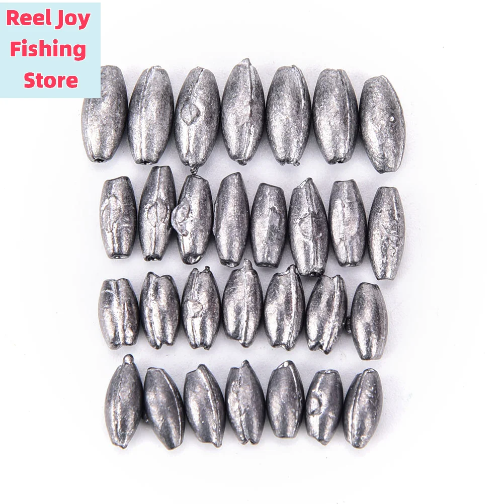 100-Piece Olive-Shaped Pure Lead Fishing Weights Set