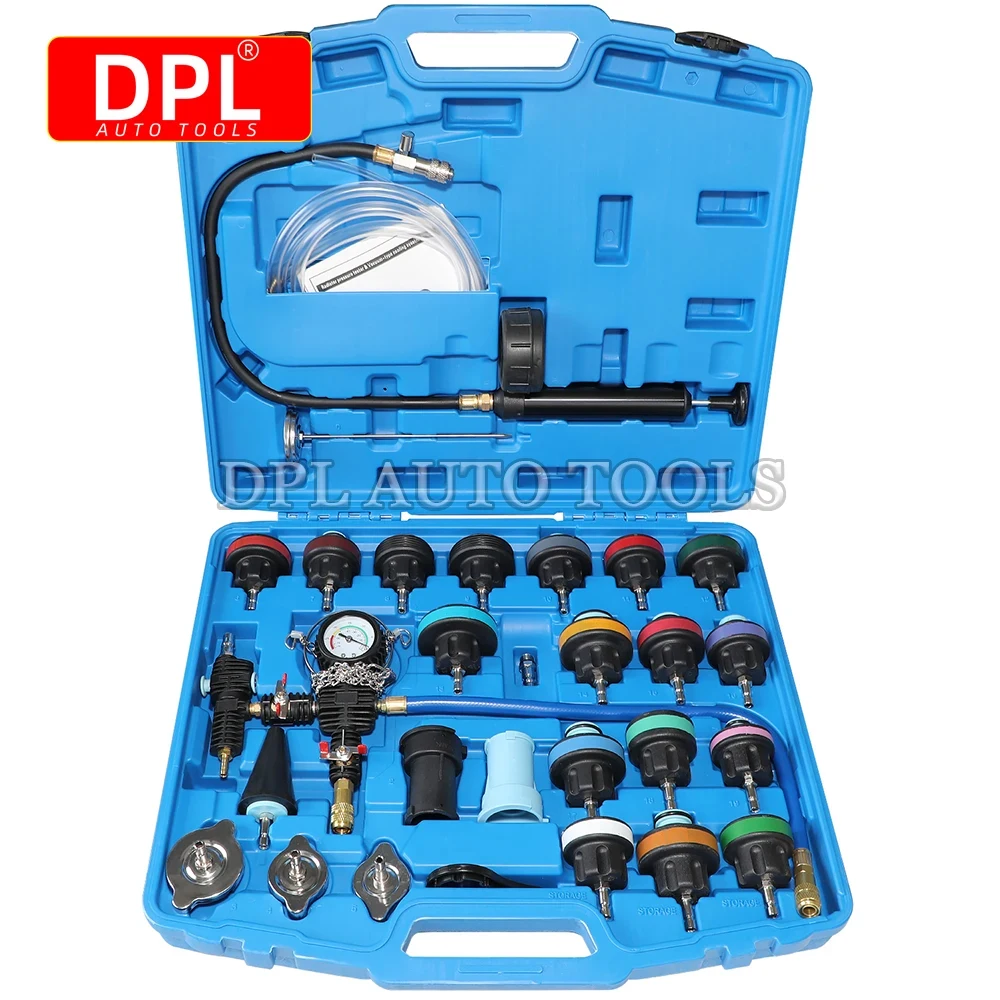 28Pcs Universal Radiator Pressure Tester Vacuum Type Cooling System Test Detector Set radiator pressure tester kit