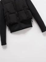 UNIZERA2025 autumn new women's casual fashion slim stretch fabric splicing cotton coat warm hooded cotton coat - Image 3