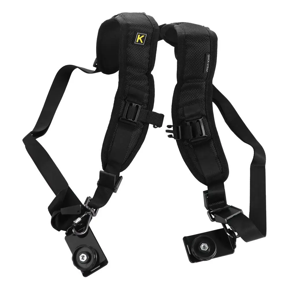 블랙 조정 빠른 슬링 벨트, 카메라 2 대 SLR DSLR 스트랩, 듀얼 카메라 벨트, 더블 카메라 스트랩, 카메라 어깨 스트랩