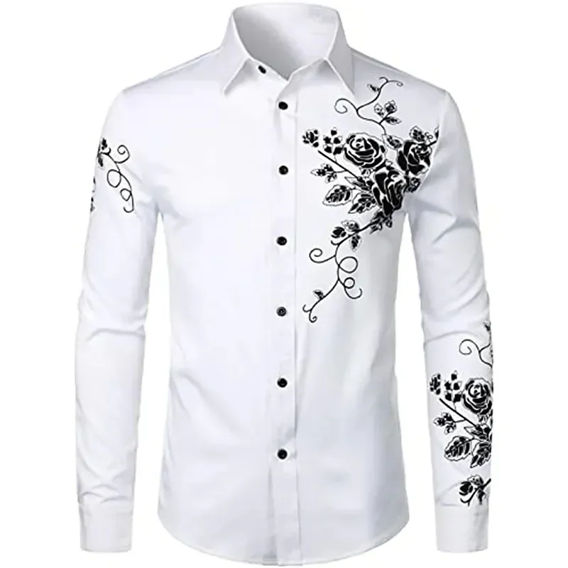 

Fall Fashion Luxury Social Men's Shirts Lapel Button-Up Shirts Casual Dot Print Long Sleeve Tops Men's Sweaters S-4XL