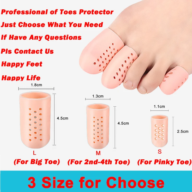 Pexmen 2Pcs/Pair Gel Toe Protectors Toe Caps Sleeve Prevent Blister Callus and Corn Relief Pain from Ingrown Toenails