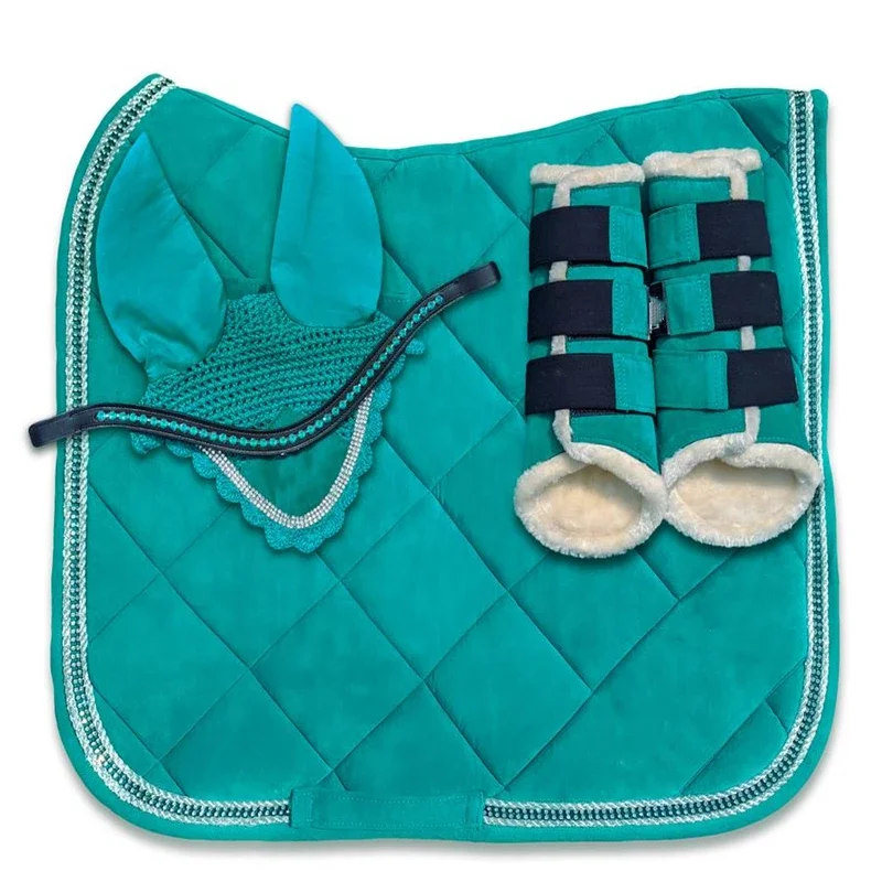 Shiny Saddle Pad Set, Horse Boots, Medicine Bell, Boots Sheet, equestrian Fly Mask, Dressage