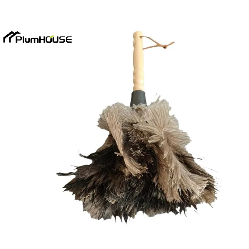 Feather Wooden Handle Duster Anti-static Dust Removal Dusters Ostrich ...